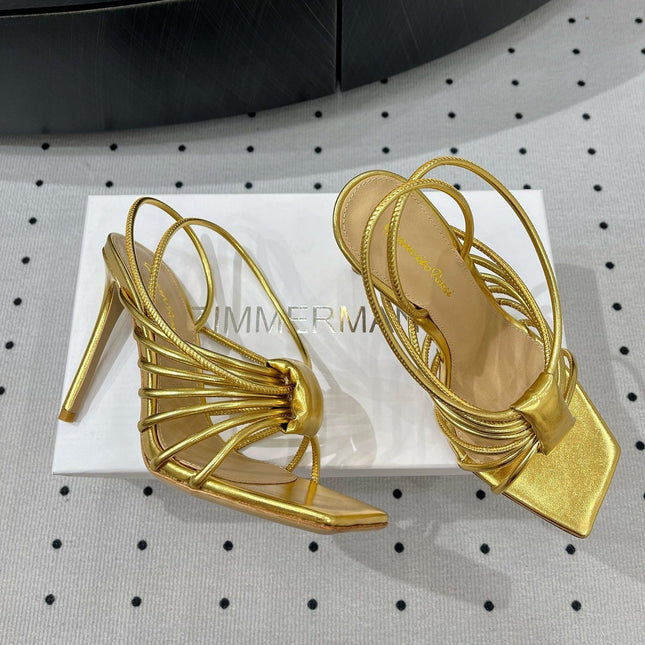 GIANVITO ROSSI 26S STRAPPY HIGH-HEEL SANDALS 110 MM IN GOLD LAMBSKIN