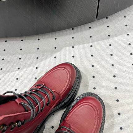 ANKLE BOOTS 55 MM IN BURGUNDY RED CALFSKIN