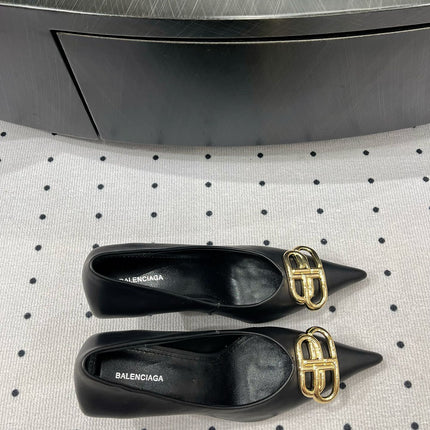 HEELED PUMPS 65 MM IN BLACK SMOOTH LAMBSKIN GOLD HARDWARE