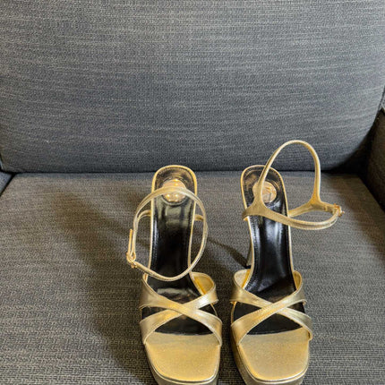YSL 26S CROSS-STRAP SANDALS 150 MM IN GOLD CALFSKIN