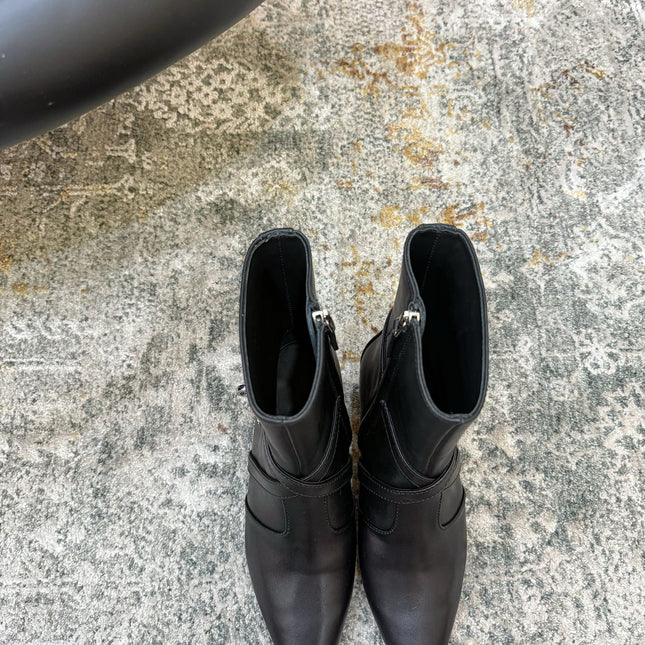 HM 26S POINTED-TOE ANKLE BOOTS 35 MM IN BLACK CALFSKIN