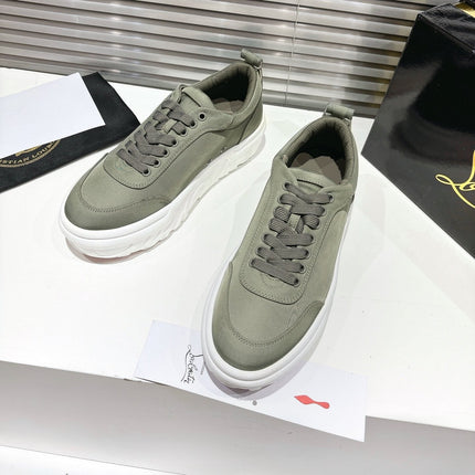 CHOUKARIO LOW-TOP THICK SOLE SNEAKERS IN SAGE GREEN FABRIC CREATIVE PRINT