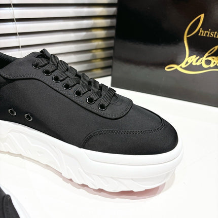 CHOUKARIO LOW-TOP THICK SOLE SNEAKERS IN BLACK FABRIC CREATIVE PRINT