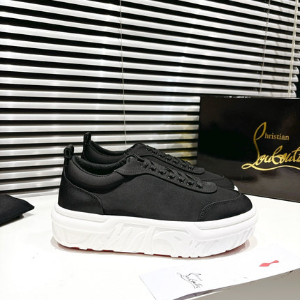 CHOUKARIO LOW-TOP THICK SOLE SNEAKERS IN BLACK FABRIC CREATIVE PRINT