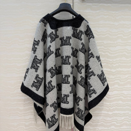 MAX MARA 25S FRINGED KNIT CAPE 164