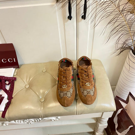 GUCCI 26S SNEAKER IN BROWN SUEDE CRYSTAL EMBELLISHED