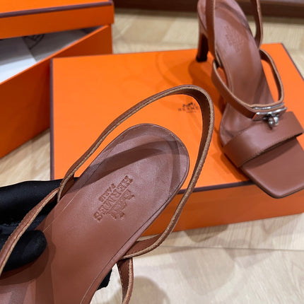 GLAMOUR 75 SANDAL CHOCOLATE CALFSKIN