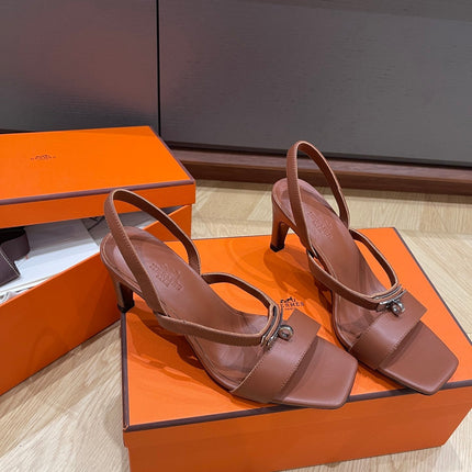GLAMOUR 75 SANDAL CHOCOLATE CALFSKIN