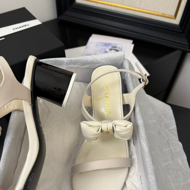 MID HEEL 45 MM SANDALS IN WHITE CREAM CALFSKIN