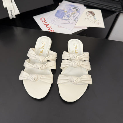 CC 25C Three Strap Mule White Lambskin 233558