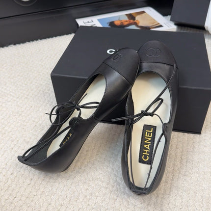 FLAT MARY JANE PUMPS BLACK LAMBSKIN