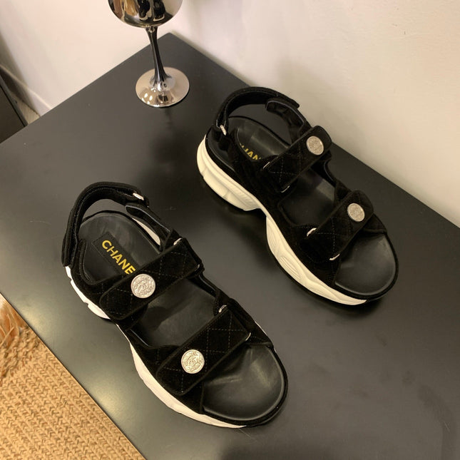 SANDAL 25S IN BLACK SUEDE FABRIC