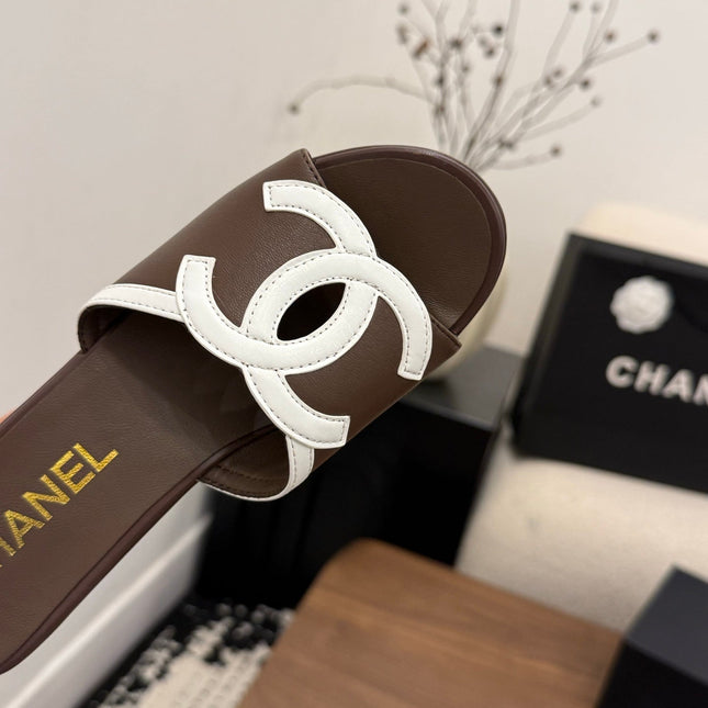 CHANEL 26S WEDGE SANDALS 95 MM IN DARK BROWN CALFSKIN