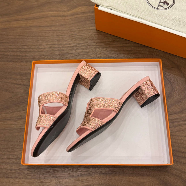 HM 26S OASIS SANDAL IN LIGHT PINK SUEDE WITH CRYSTALS