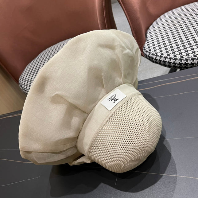 CELINE 26S MESH CROWN RUFFLE-BRIM SUN HAT STYLE 133