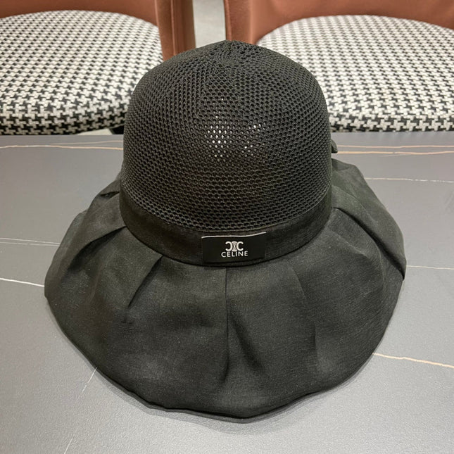 CELINE 26S MESH CROWN RUFFLE-BRIM SUN HAT STYLE 134