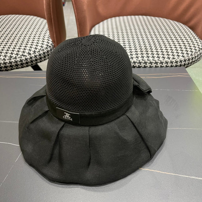 CELINE 26S MESH CROWN RUFFLE-BRIM SUN HAT STYLE 134