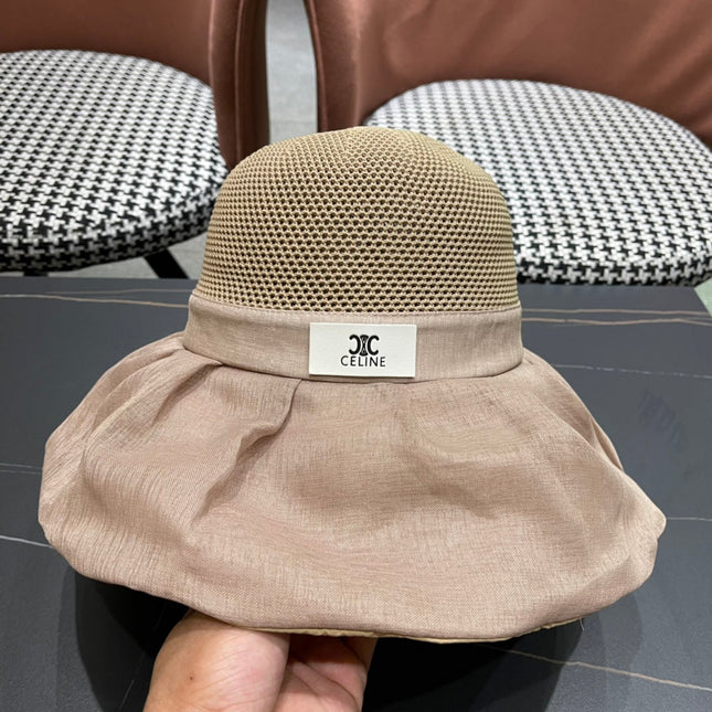 CELINE 26S MESH CROWN RUFFLE-BRIM SUN HAT STYLE 135