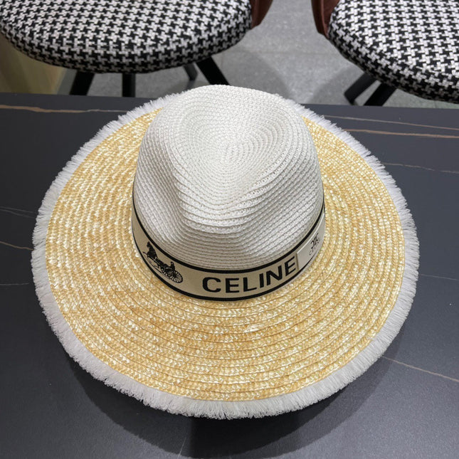 CELINE 26S WIDE-BRIM STRAW SUN HAT STYLE 136