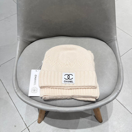 SET BEANIE HAT AND SCARF BISQUE BEIGE 427884