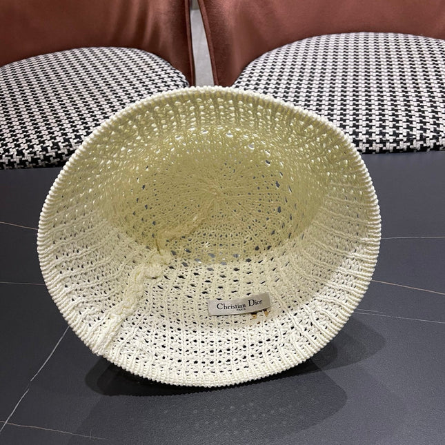DIOR 26S CROCHET STRAW BUCKET HAT STYLE 216