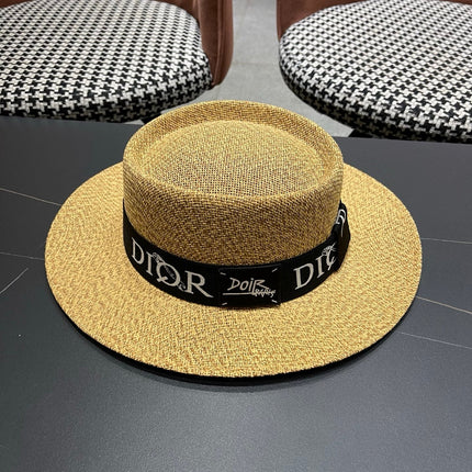 DIOR 26S LOGO STRAW BOATER HAT STYLE 21