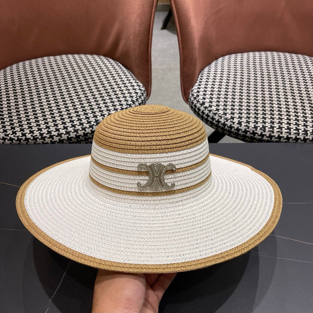 CELINE 26S WIDE BRIM STRAW SUN HAT 198