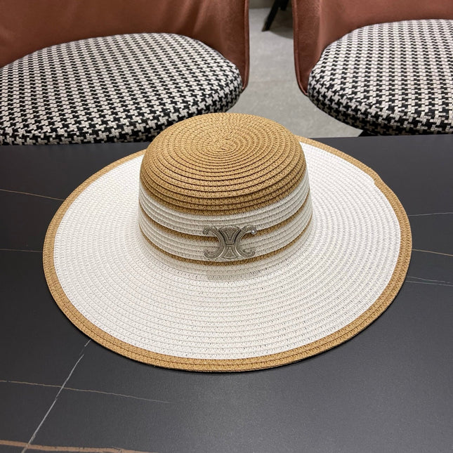 CELINE 26S WIDE BRIM STRAW SUN HAT 198