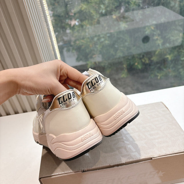 RUNNING SOLE SNEAKERS IN WHITE MESH AND CALFSKIN GOLD STAR