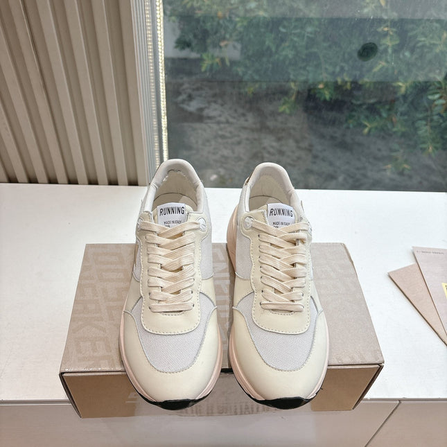 RUNNING SOLE SNEAKERS IN WHITE MESH AND CALFSKIN GOLD STAR