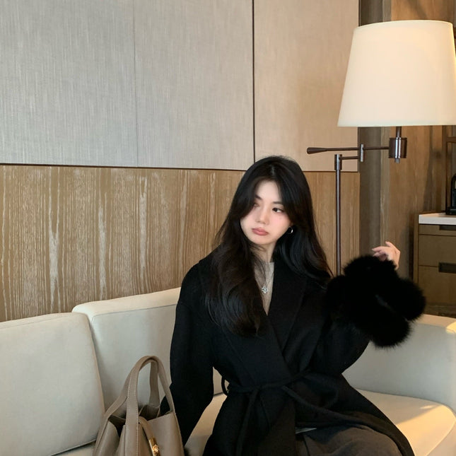 MAX MARA 25S CASHMERE COAT WITH FOX FUR TRIM 203