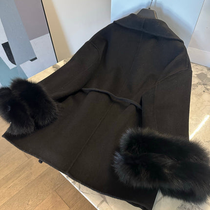 MAX MARA 25S CASHMERE COAT WITH FOX FUR TRIM 203