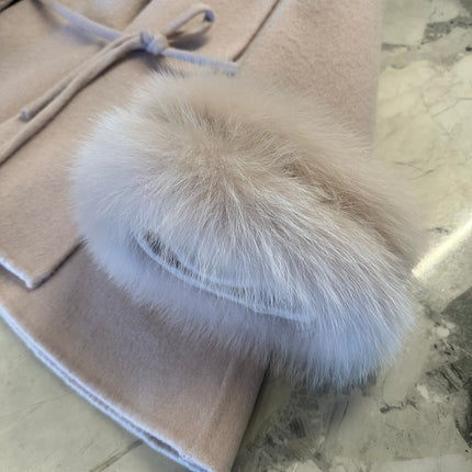 MAX MARA 25S CASHMERE COAT WITH FOX FUR TRIM 205