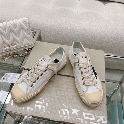 V-STAR SNEAKERS WHITE CALFSKIN WITH BLACK GLITTER STAR