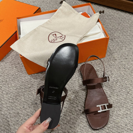 BUCKLE SANDAL CHOCOLATE CALFSKIN