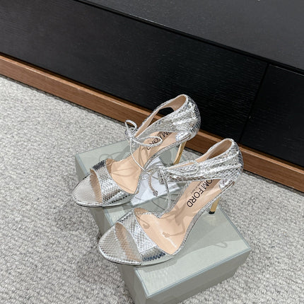 HIGH HEEL 10 CM SANDAL IN SILVER CALFSKIN 684362