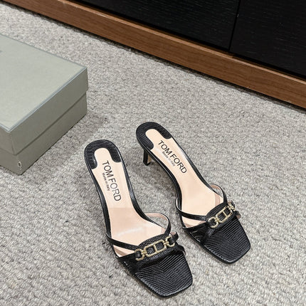 WHITNEY HIGH 6 CM MULE IN BLACK CROCODILE LEATHER