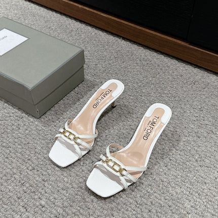 WHITNEY HIGH 6 CM MULE IN WHITE CROCODILE LEATHER