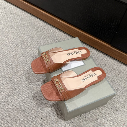 WHITNEY SLIDE IN RED BROWN CROCODILE LEATHER