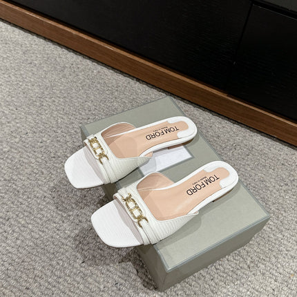 WHITNEY SLIDE IN WHITE CROCODILE LEATHER