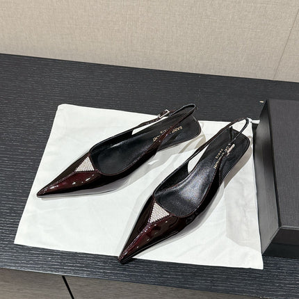 SL CHERISH CRYSTAL SLINGBACK WINE CALFSKIN