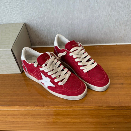 BALL STAR SNEAKERS WHITE STAR IN RED SUEDE AND CALFSKIN