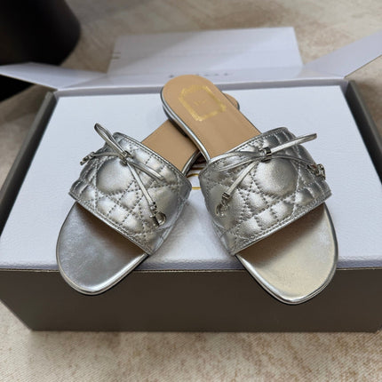 DIOR 26S DWAY CANNAGE SLIDE IN SILVER LAMBSKIN