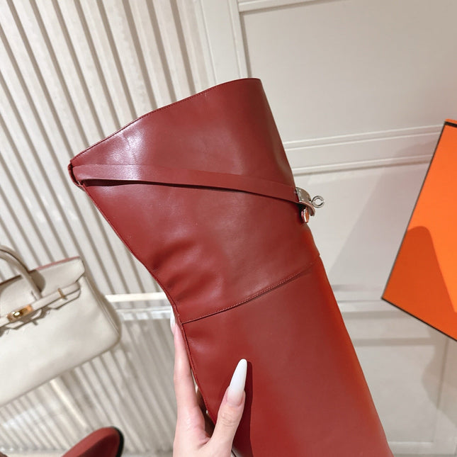 HM 26S OVER THE KNEE BOOTS IN DARK RED CALFSKIN