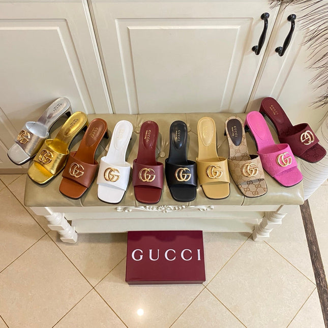 GUCCI 26S HIGH-HEELED SANDALS IN GOLD CALFSKIN WITH GOLD HARDWARE