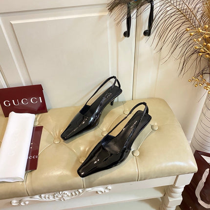 GUCCI 26S SLINGBACK 55 MM IN BLACK CALFSKIN