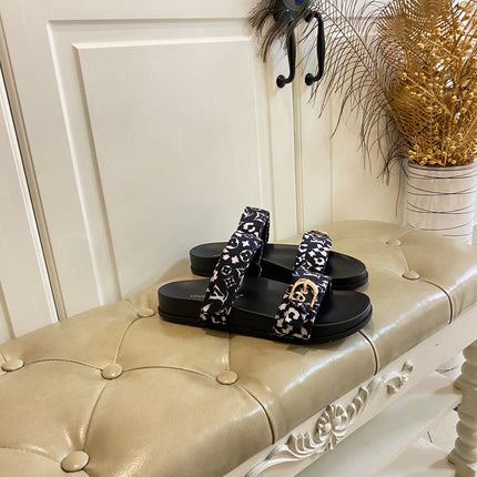 LV 26S DOUBLE-STRAP PILLOW MULES IN WHITE AND BLACK CANVAS