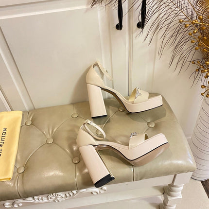 LV 26S HIGH-HEELED SANDALS 110 MM IN BEIGE CALFSKIN