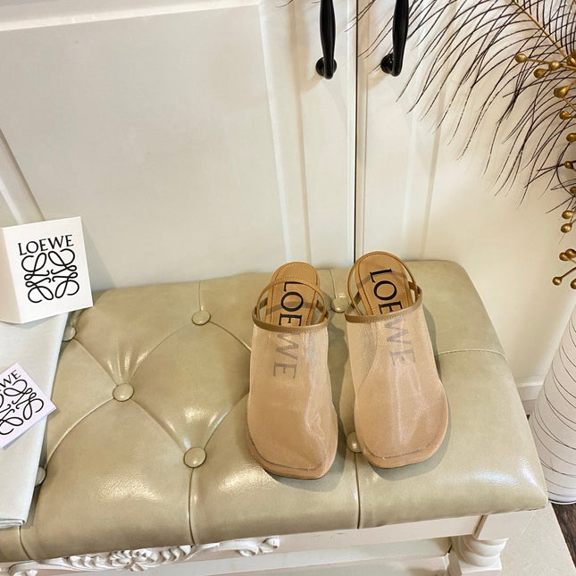 LOEWE 26S SLINGBACK MULES 45MM IN BROWN MESH