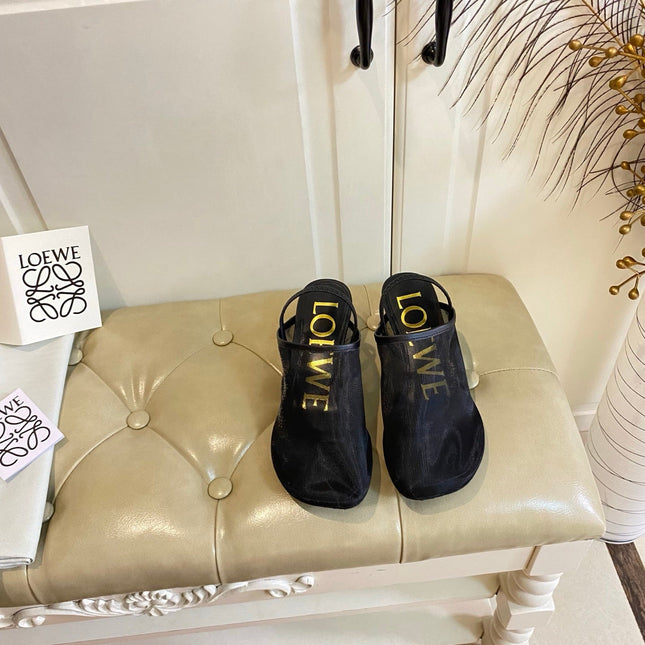 LOEWE 26S SLINGBACK MULES 45MM IN BLACK MESH
